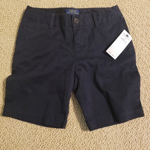 Boys Navy Polo flat front Shorts